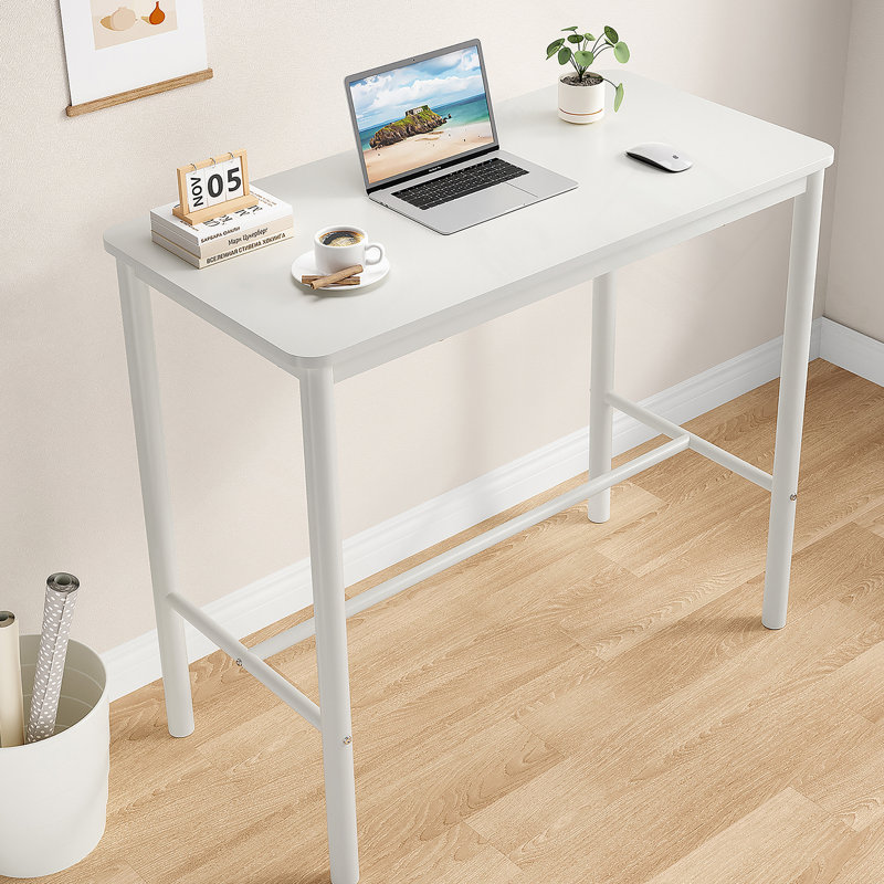 Table de bar rectangulaire à hauteur de comptoir avec pieds en métal, idéale pour divers espaces et rassemblements, offrant un support robuste et un assemblage facile