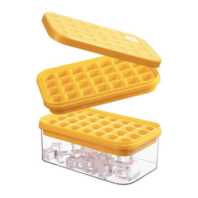 Ice Cube Tray With Lid&Bin, Ice Cube Mold With 56 Cubes, Stackable Ice Trays For Freezer With Easy-Release Silicone Bottom, For Drinks, Wine, Coffee -  Latitude Run®, A5D96B86333B47249E072006638C6804