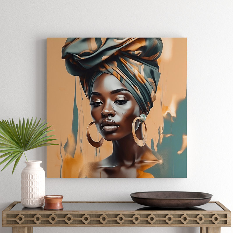 Femme africaine chromatique III - impressions sur toile, femme afro-américaine, H 36 po x l 36 po, Noir