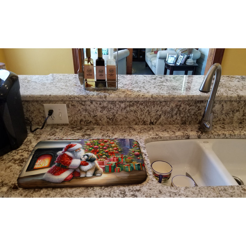 Tapis de vaisselle Lhasa Apso and Santa Claus