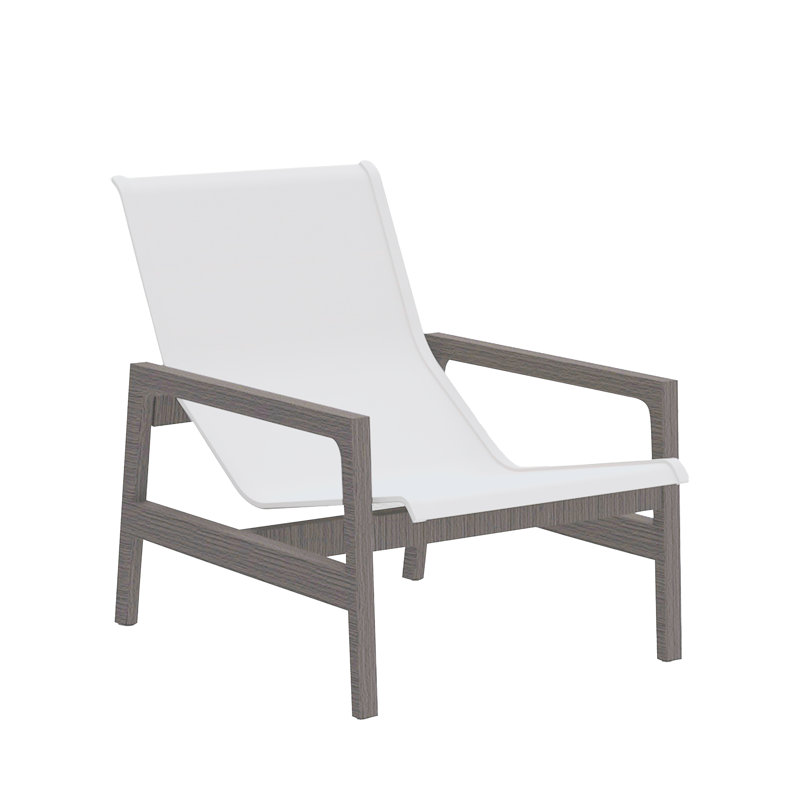 Petit fauteuil Seashore en bois gris avec toile blanche, Gris ardoise