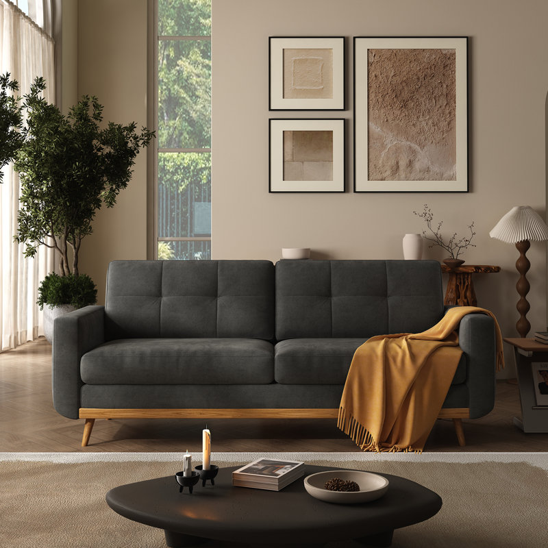 Canapé 67,7 po, causeuse de style moderne Mid-Century, Noir