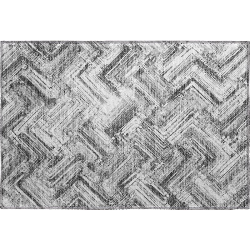 Premium Machine Washable Cerrito Gray Rug, Rectangle 1'8" x 2'6"