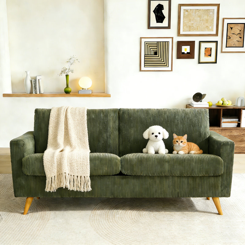 Canapé 68 po Mid-Century Modern, Vert