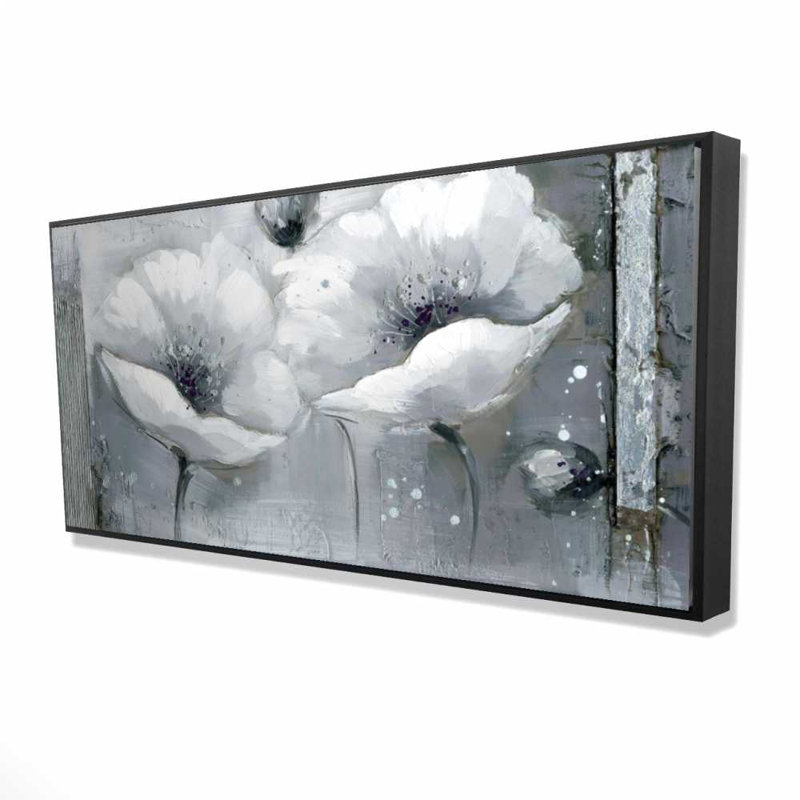 Fleurs en niveaux de gris - Toile encadrée pour la décoration intérieure