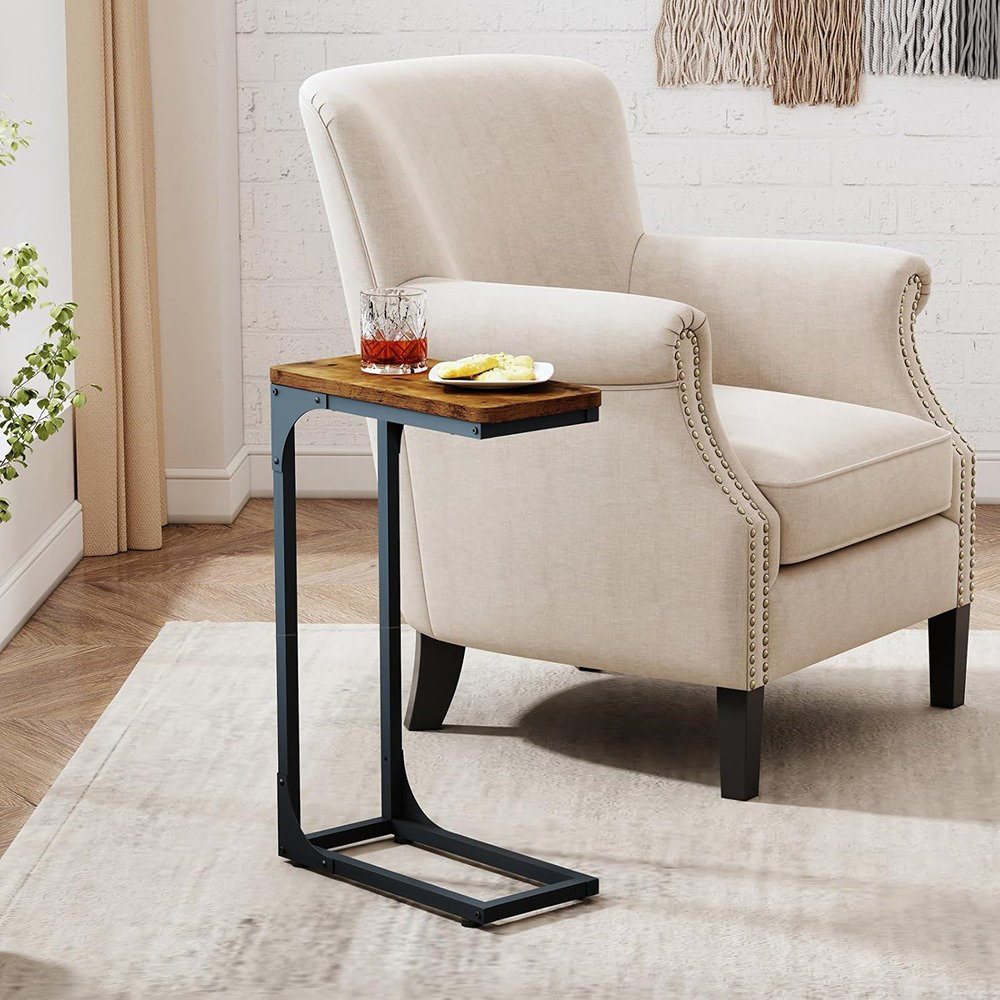 17 Stories Narrow C Shaped Side Table Set Of 2 Living Room Sets Slim ...