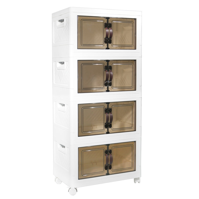 Bacs de rangement empilables en plastique à 4 niveaux avec couvercle 35QT
