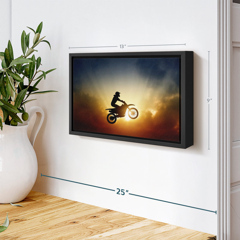Dirt Bike Sunburst Canvas Print, 9" H x 13" W