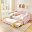 Lits avec lit gigogne de rangement, chambre d'enfant en bois de guingan en bois MDF rose
