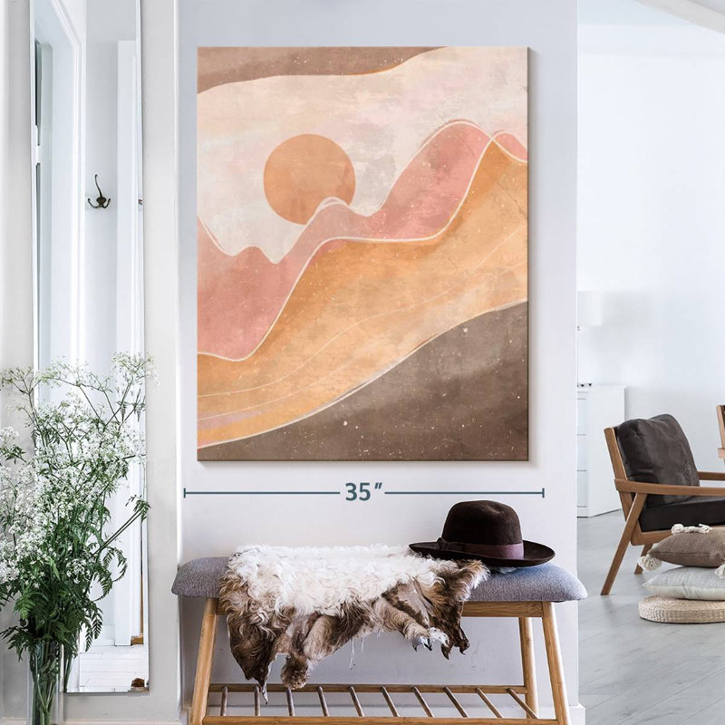 Simple coucher de soleil sur toile, H 40 po x l 32 po x P 1,25 po