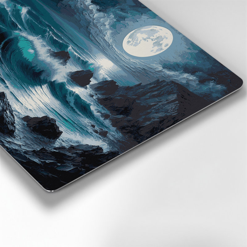 Coastal Moonlit Coast, art mural gris en métal, H 11 po x l 14 po