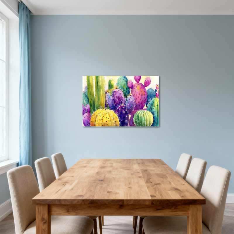 Plantes et fleurs, cactus colorés, reproduction d'art à l'aquarelle Z251224084240944411, H 20 po x l 30 po