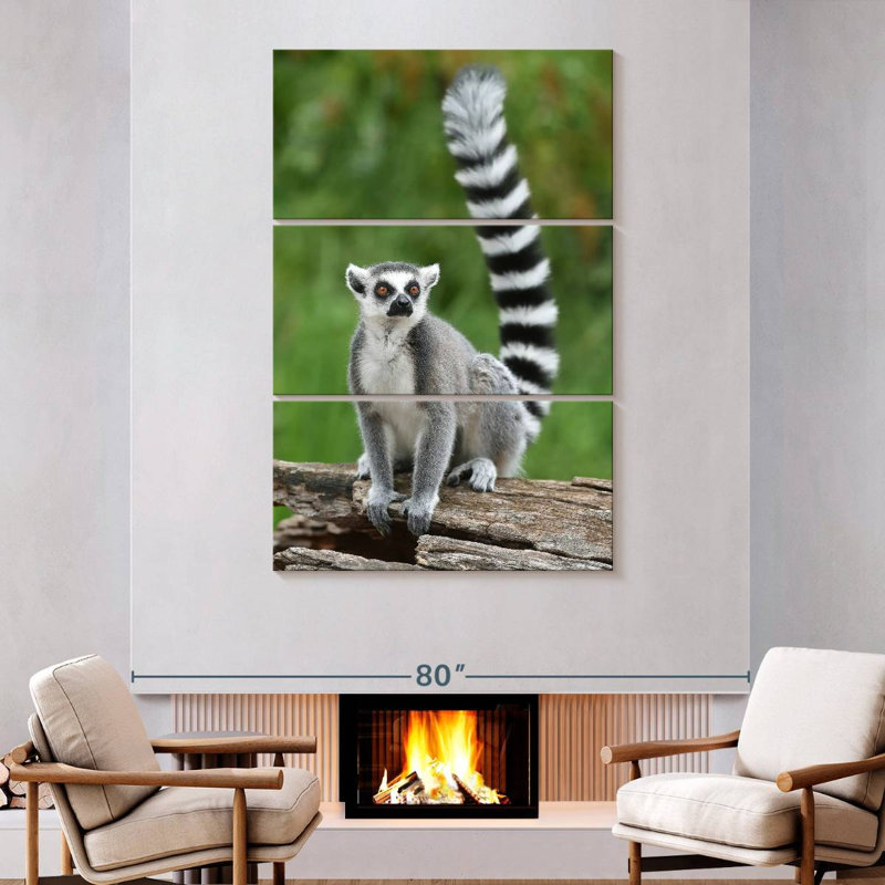 Brampt Ring Tailed Lemur On A Log, 74" H x 48" W