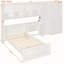Lit plateforme simple en bois avec bureau, armoire, armoires, tiroirs et tablettes, blanc