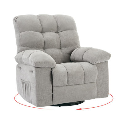 Fauteuil inclinable pivotant à 360 ° Comfort - Fauteuil oscillant rembourré en tissu, structure en acier Q235 robuste, assemblage gratuit, poches latérales, capacité de 300 lb - Gris