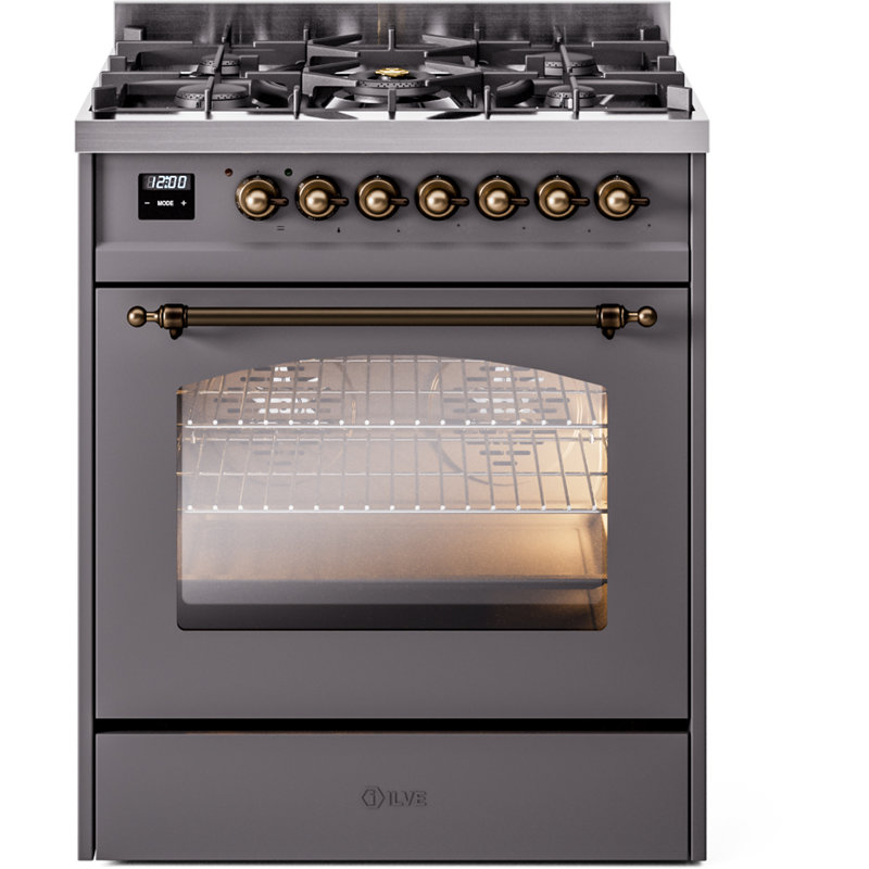 ILVE Nostalgie II 30 in Dual Fuel Range, Liquid Propane, Blue Gray/Copper