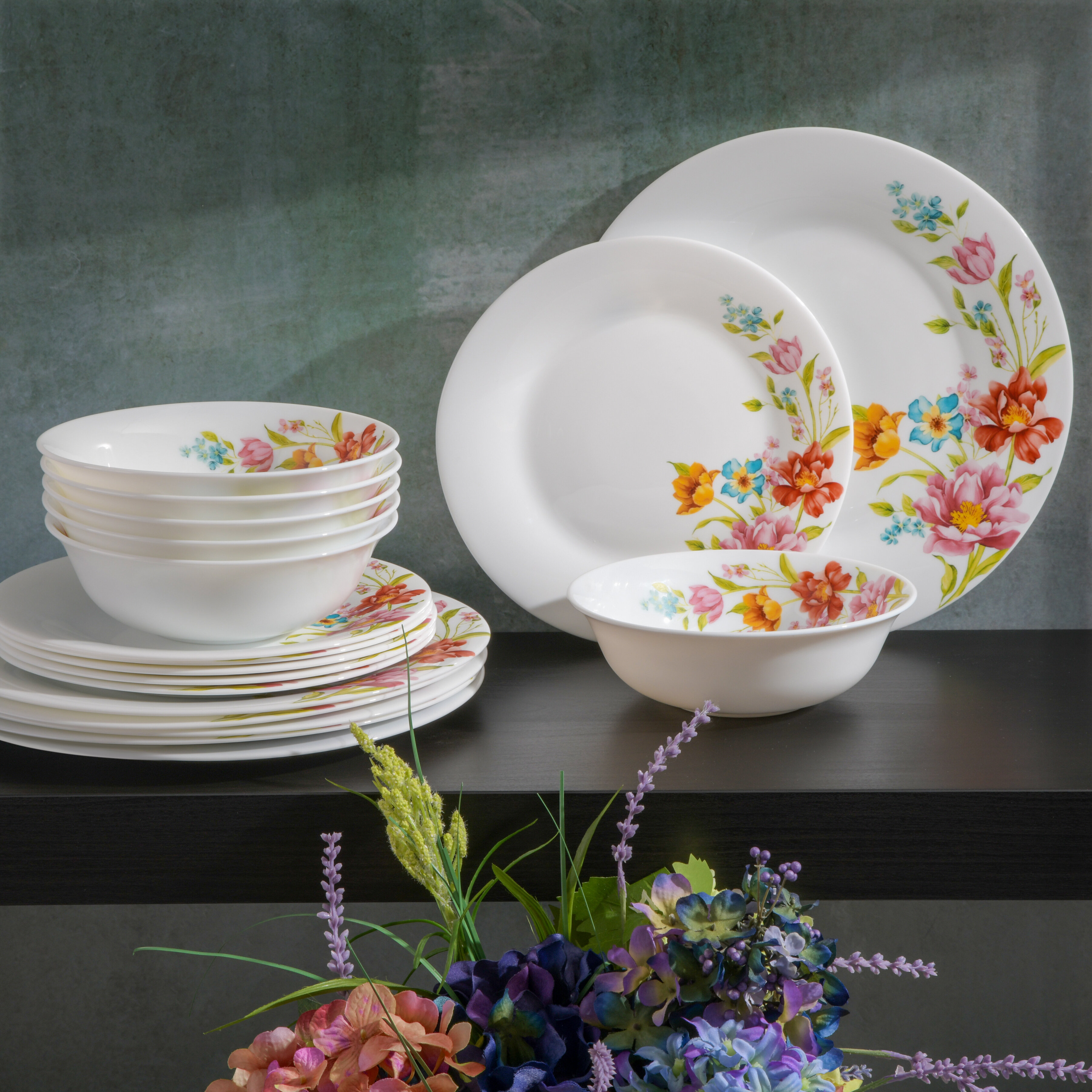 MALACASA Flora 18-Piece Porcelain Dinnerware Set (Service For 6