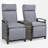 Outdoor Wicker Reclining Loveseat With Storage Table-602995419