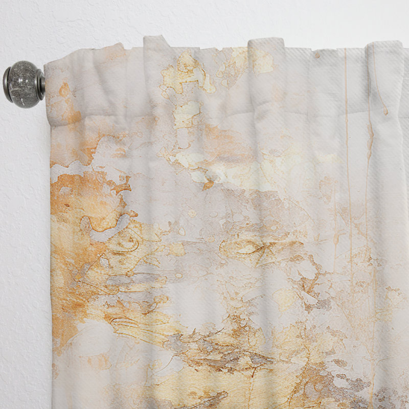 Rideau Buckwalter beige et doré Blooming II - Rideau moderne - Velours obscurcissant - 1 panneau, L 52 po x L 95 po