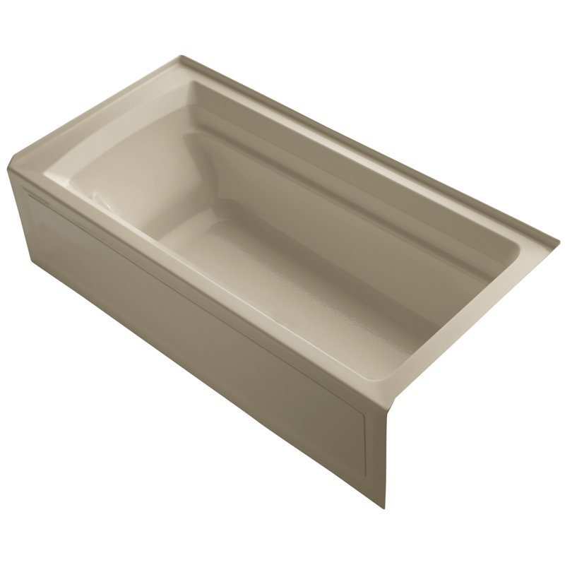 72" x 36" Acrylic Alcove Soaking Bathtub with Comfort Depth, Mexican Sand, Right