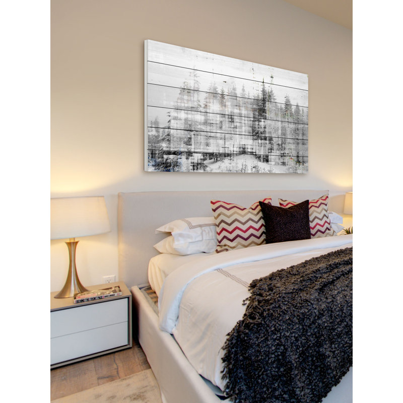 « pin tree », impression sur bois, 30 po x 45 po