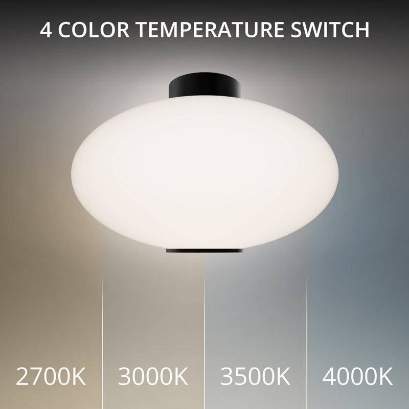 Illusion 22" Dimmable LED Flush Mount Light With Etched Opal Glass Shade and Built In Color Temperature Switch (2700K/3000K/3500K)