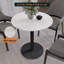 Table de salle à manger ronde en panneau de fibres à densité moyenne avec base en piédestal en acier inoxydable - pouvant accueillir 2 à 3 personnes, table de salle à manger pour la cuisine-114287044-114287045