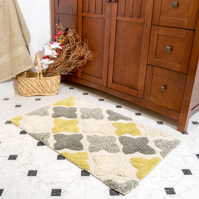 Salvato Cotton Blend Non-Slip Bath Rug, Lemon