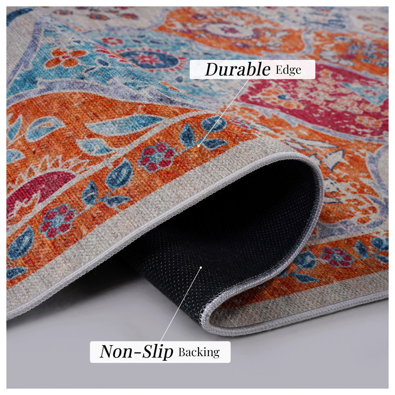 Tapis lavable crème 3 x 5, Rose, Rectangulaire 3 pi x 5 pi