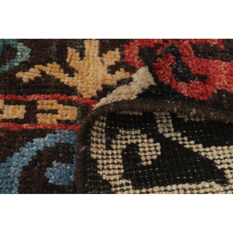 Tapis décoratif en laine noué à la main de conception unique 5 pi 10 po x 6 pi 3 po en forme de Bollenback New Age
