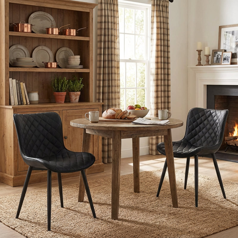 Modern Faux Leather Dining Chairs Upholstered Side Chairs for Kitchen & Living Room, Black