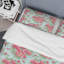 Floral rouge avec feuille verte - ensemble de housse de couette floral - microfibre de polyester-1937581516