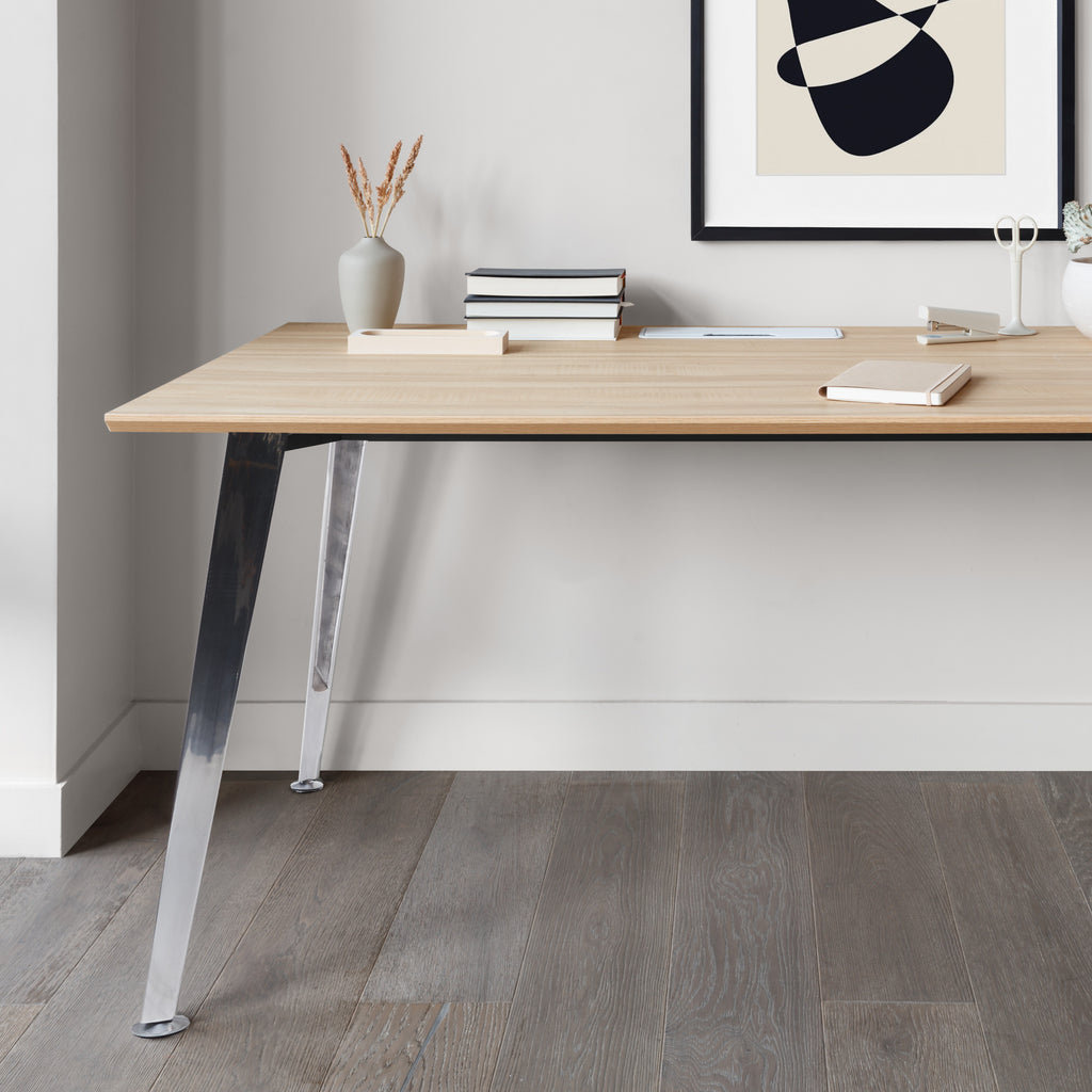 60" Writing Desk, 30" H x 48" W x 24" D, Woodgrain, Mirror