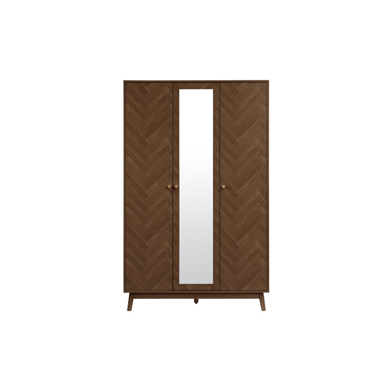 Mardell 3 Door Particle Board Wardrobe, Walnut