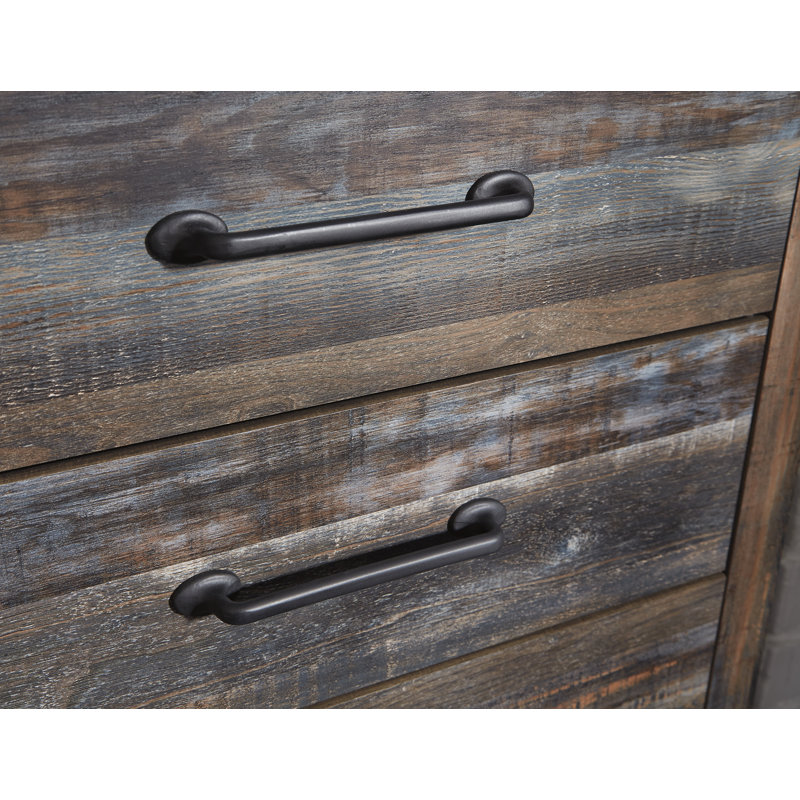 Commode 5 tiroirs Aulda, Brun
