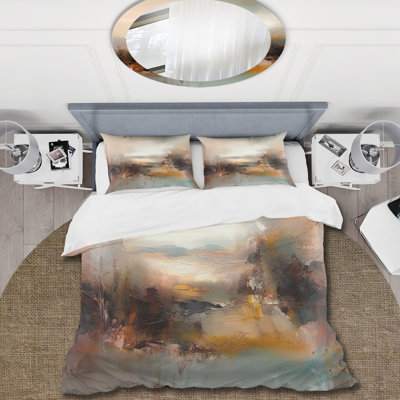Ensemble de housse de couette Brown Abstracted Nature III - Abstract Landscape