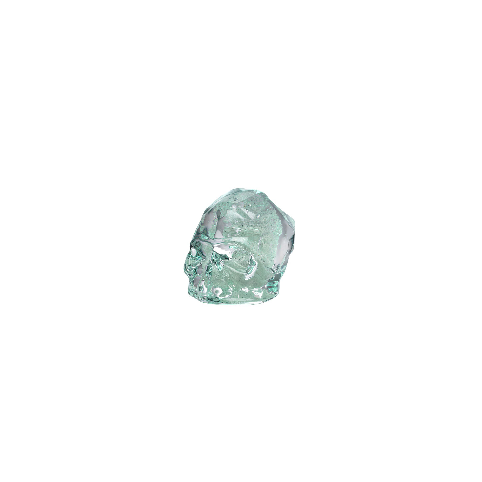 Memento Mori Faceted Skull, 3.27" H x 4.13" W x 3.15" D, Luminous Green
