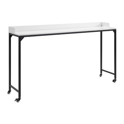 Bureau polyvalent au-dessus du lit blanc avec hauteur réglable, pieds en métal avec roulettes, table de lit 1pc, table d'ordinateur portable pour lit, table de petit déjeuner