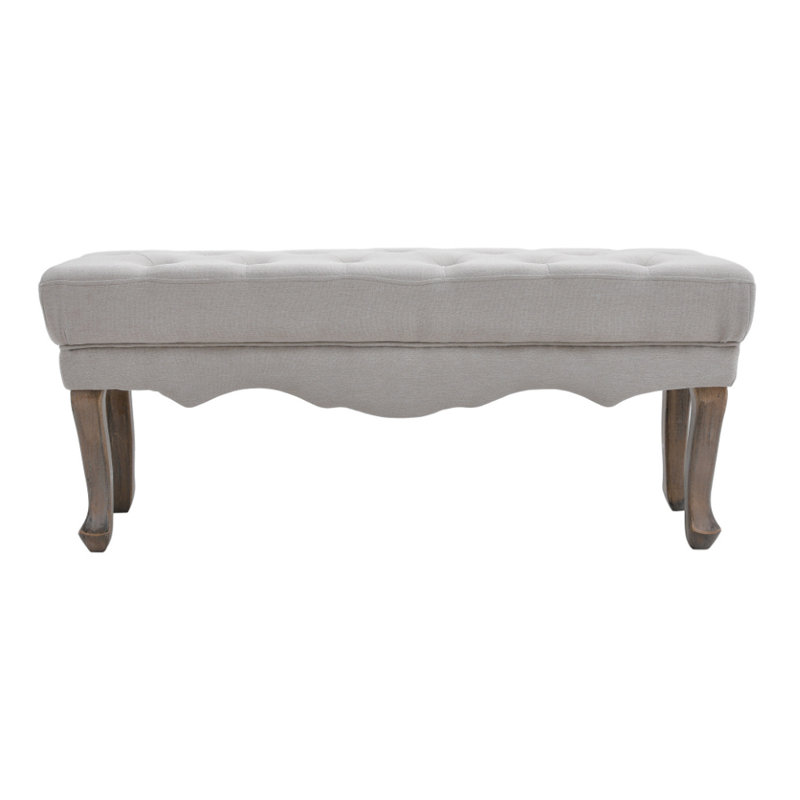 Agathe Vintage Linen Bench, Beige