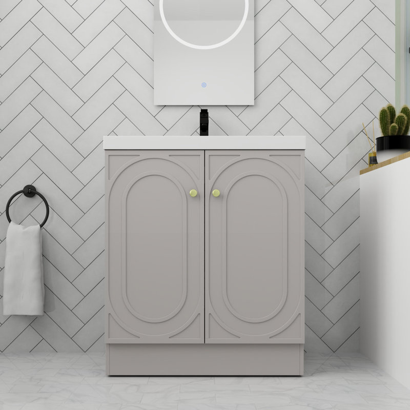 Meuble-lavabo autoportant avec porte à fermeture en douceur 30 po, Kaki