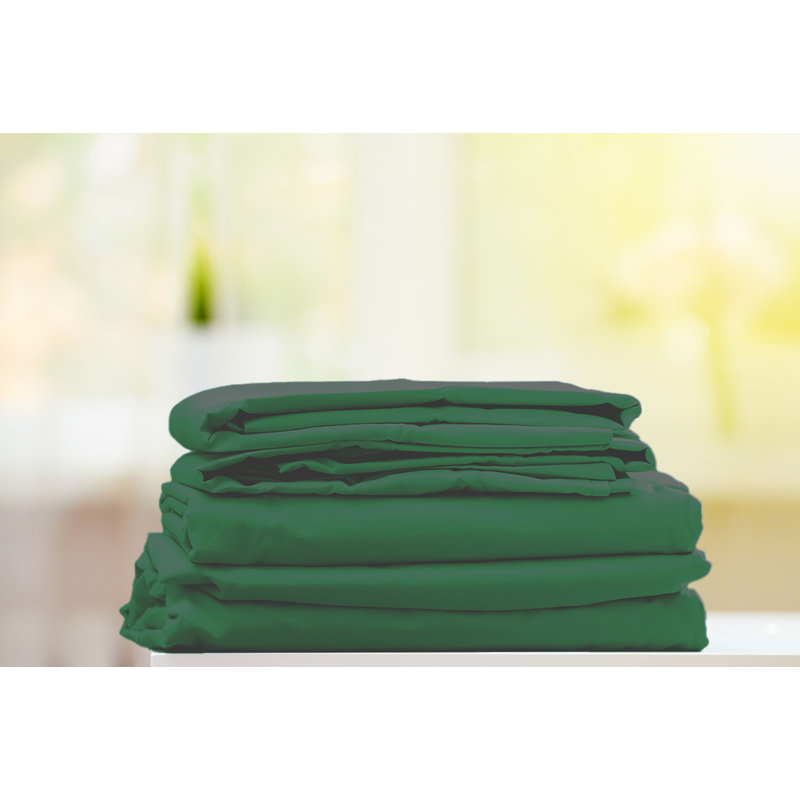 Hotel Quality 6 Piece Rayon From Bamboo Sheet Set, Queen + 4 Pillowcases, Shamrock Green