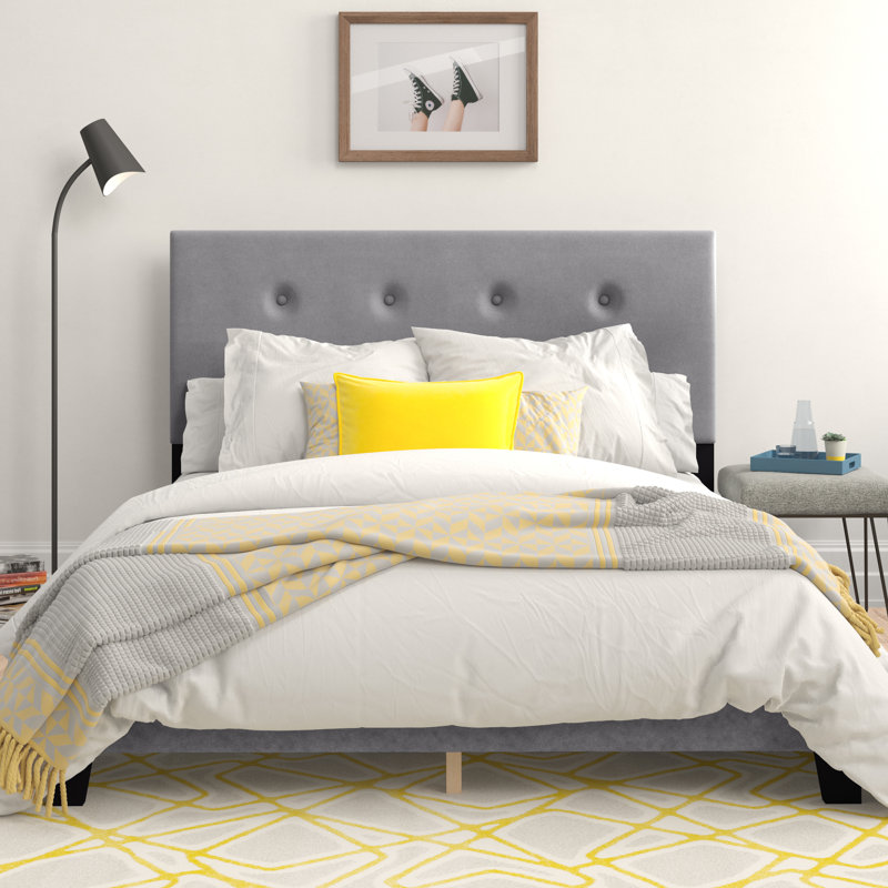 Dungannon Upholstered Platform Bed, Gray, King