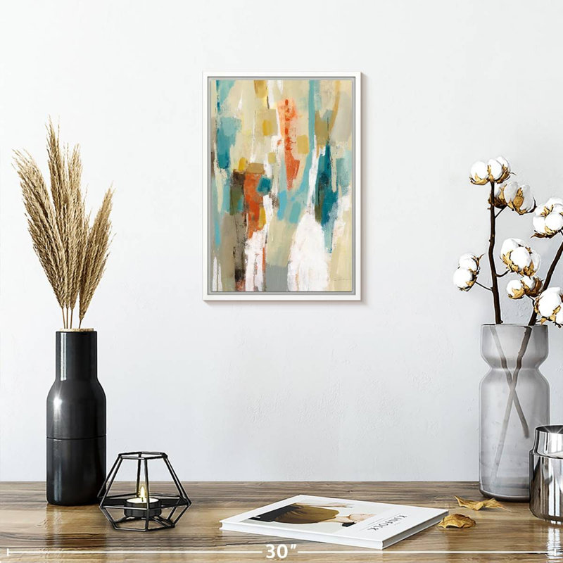Marches sur le sable abstrait, 9" x 13", Floating Frame White