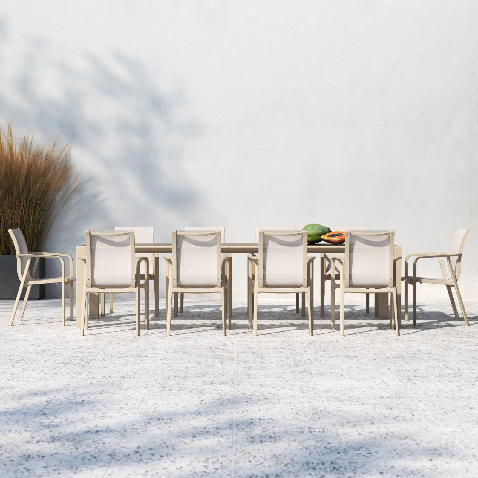 Farrah 118'' Rectangular 10-Person Outdoor Dining Set, Taupe