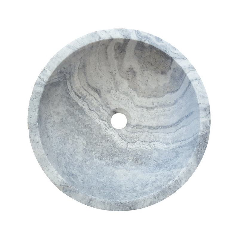 TashMart 16'' Travertine Circular Bathroom Sink, Antico