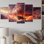 Coron Hot Air Ballon Ethereal II - Transport, art mural, salon - 5 panneaux