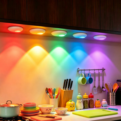 2.7 Inch RGB Wireless Rechargeable Under Cabinet Light,8 colors Motion Sensor Light For Closet, Bedroom