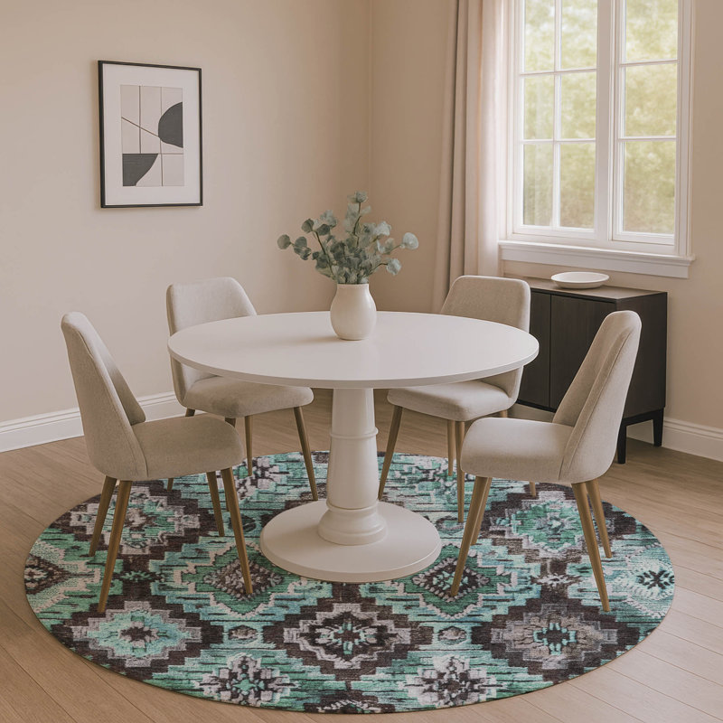 Premium Machine Washable Jakiyra AMF1891 Aztec Rug, Round 8'