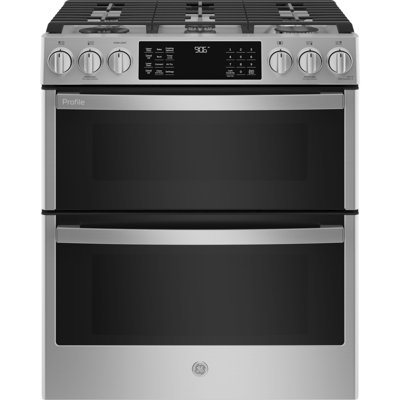Ge Profile 30” Slide-in Double Oven Gas Range With Wifi Stainless Steel - Pcgs960ypf