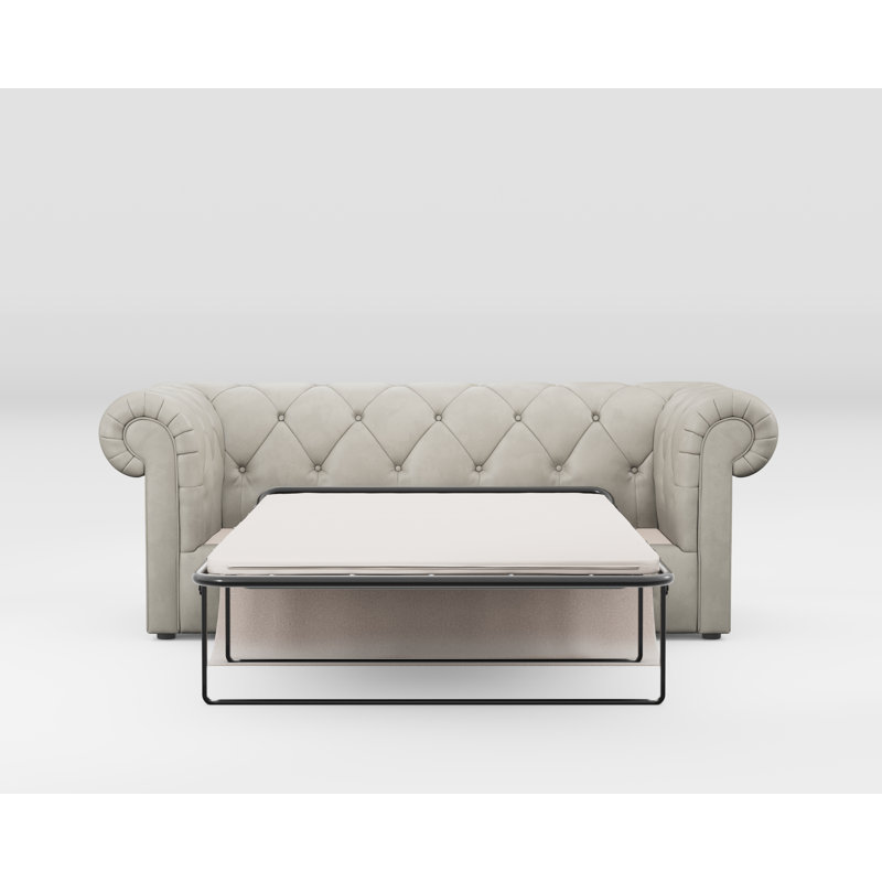 Melrose 3 Seater Leather Sofa Bed, Cloud Grey